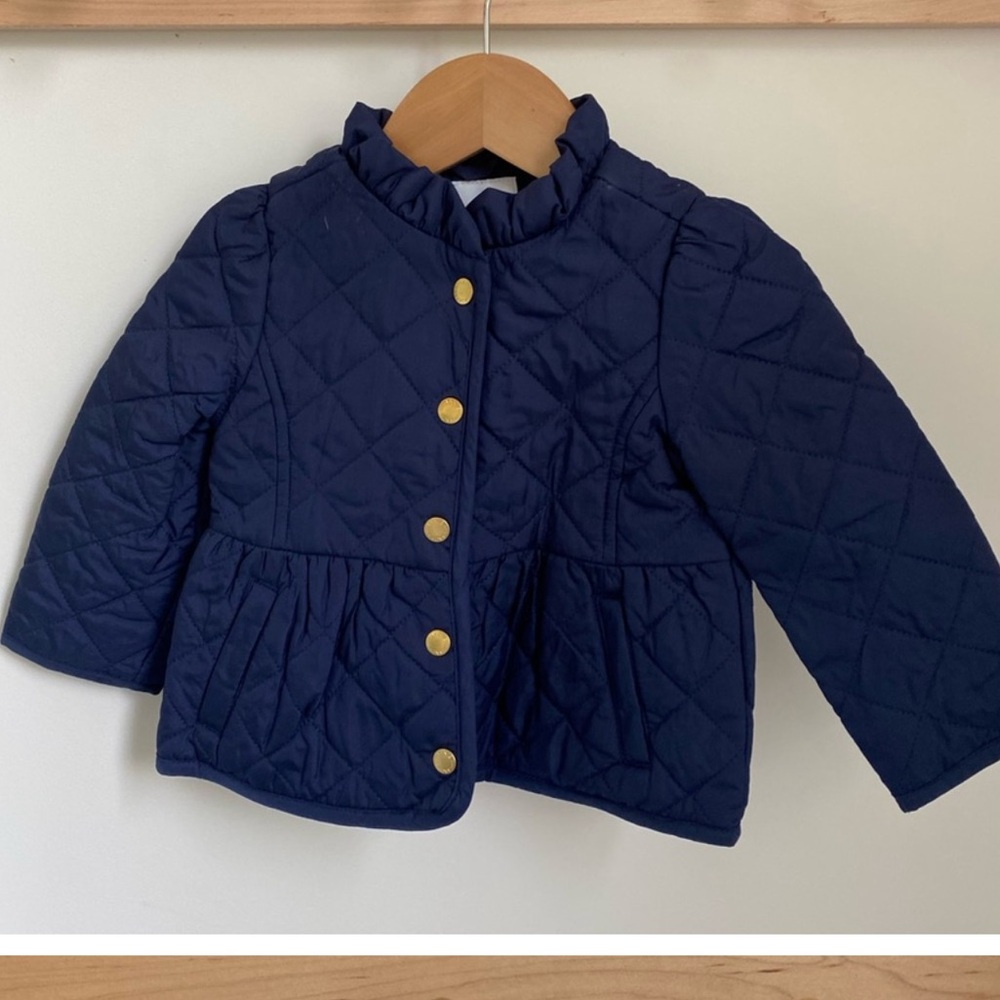 Navy Quilted Kids Jacket with Gold Buttons